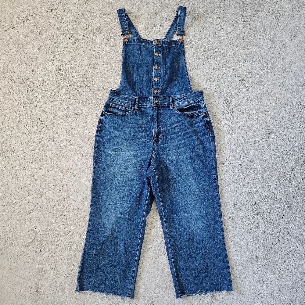 Judy Blue Wide Leg Crop Womens 1XL Overalls Button Front Denim Jean One Piece